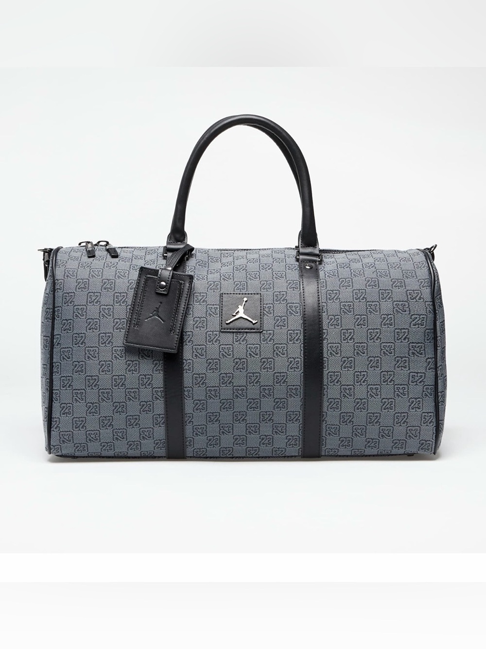 Jordan Grey Monogram Duffel with Black Trim